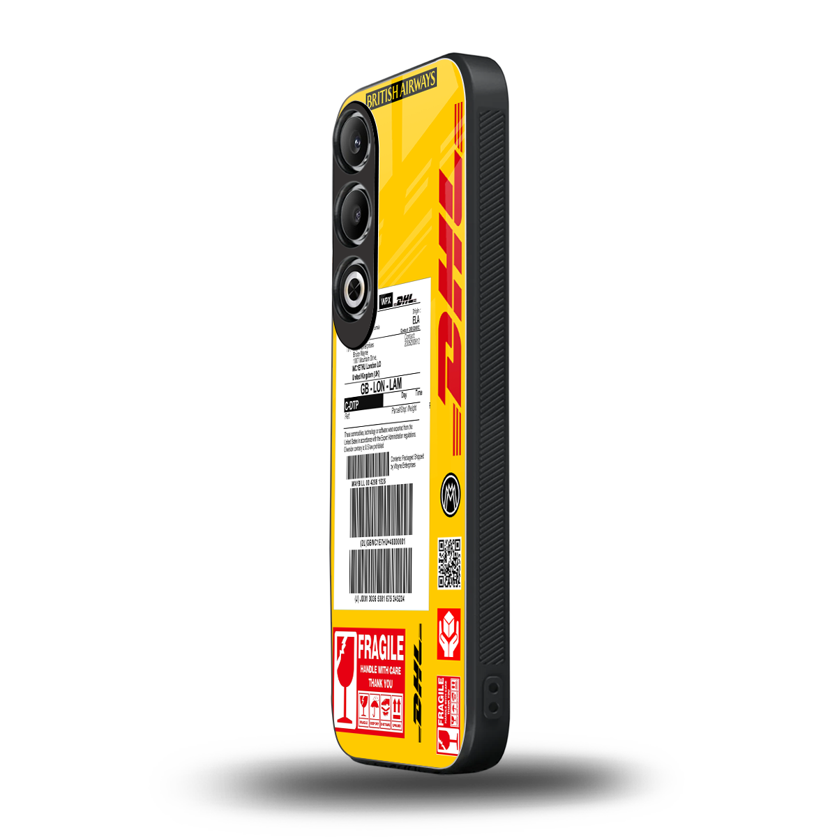 dhl yellow delivery label back phone cover | glass case for oneplus nord ce 4