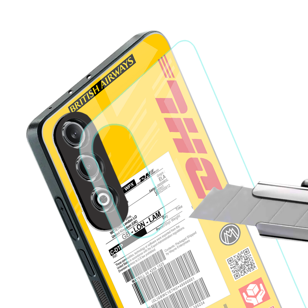 dhl yellow delivery label back phone cover | glass case for oneplus nord ce 4