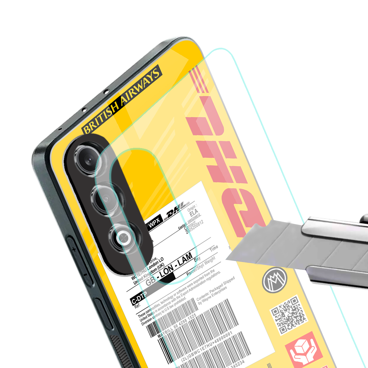 dhl yellow delivery label back phone cover | glass case for oneplus nord ce 4
