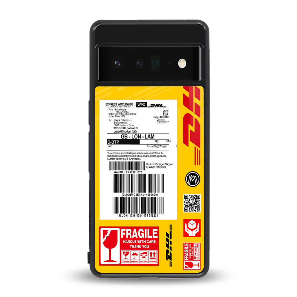 dhl yellow delivery label back phone cover | glass case for google pixel 6 pro