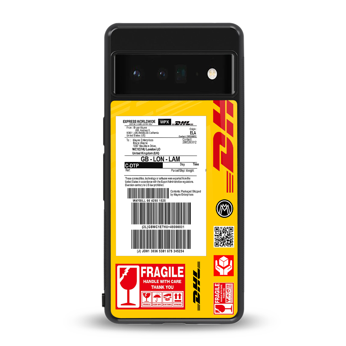 dhl yellow delivery label back phone cover | glass case for google pixel 6 pro