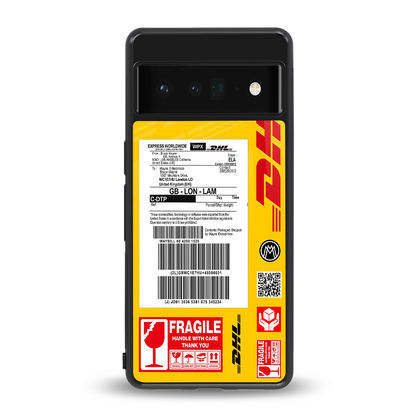 dhl yellow delivery label back phone cover | glass case for google pixel 6 pro