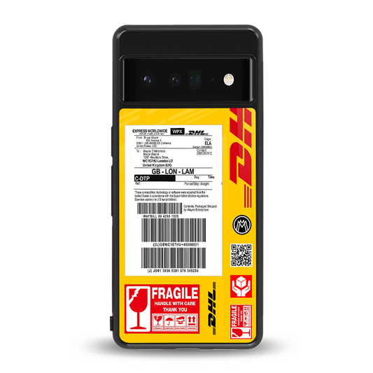 dhl yellow delivery label back phone cover | glass case for google pixel 6 pro