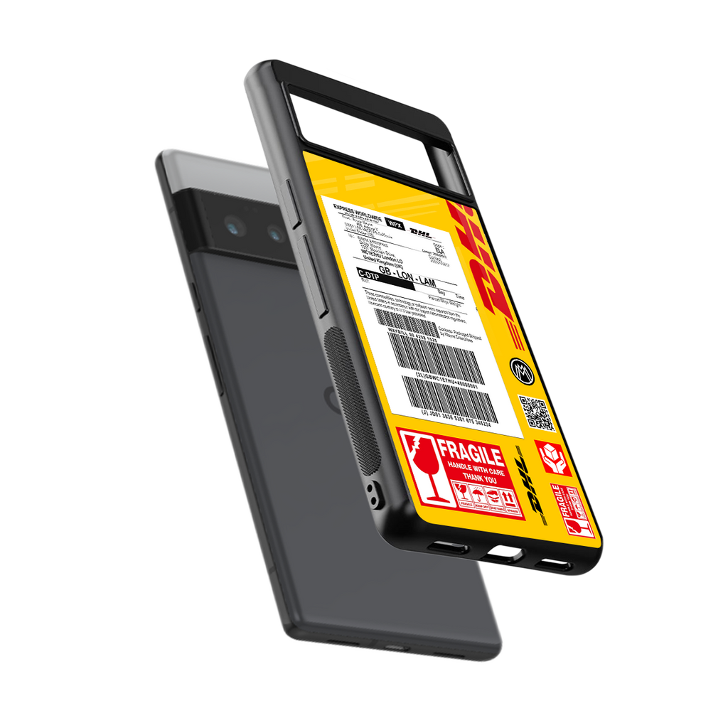 dhl yellow delivery label back phone cover | glass case for google pixel 6 pro