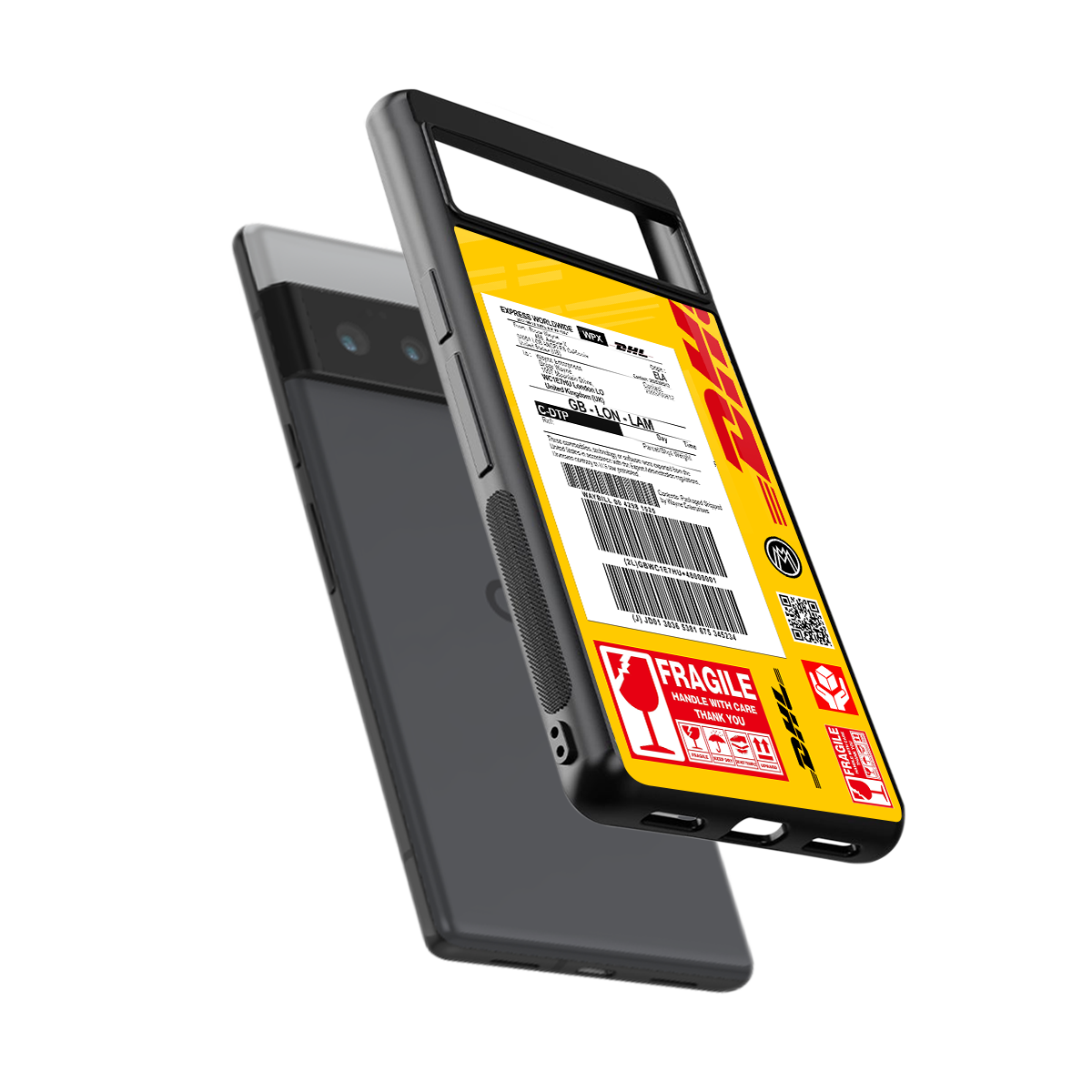 dhl yellow delivery label back phone cover | glass case for google pixel 6 pro