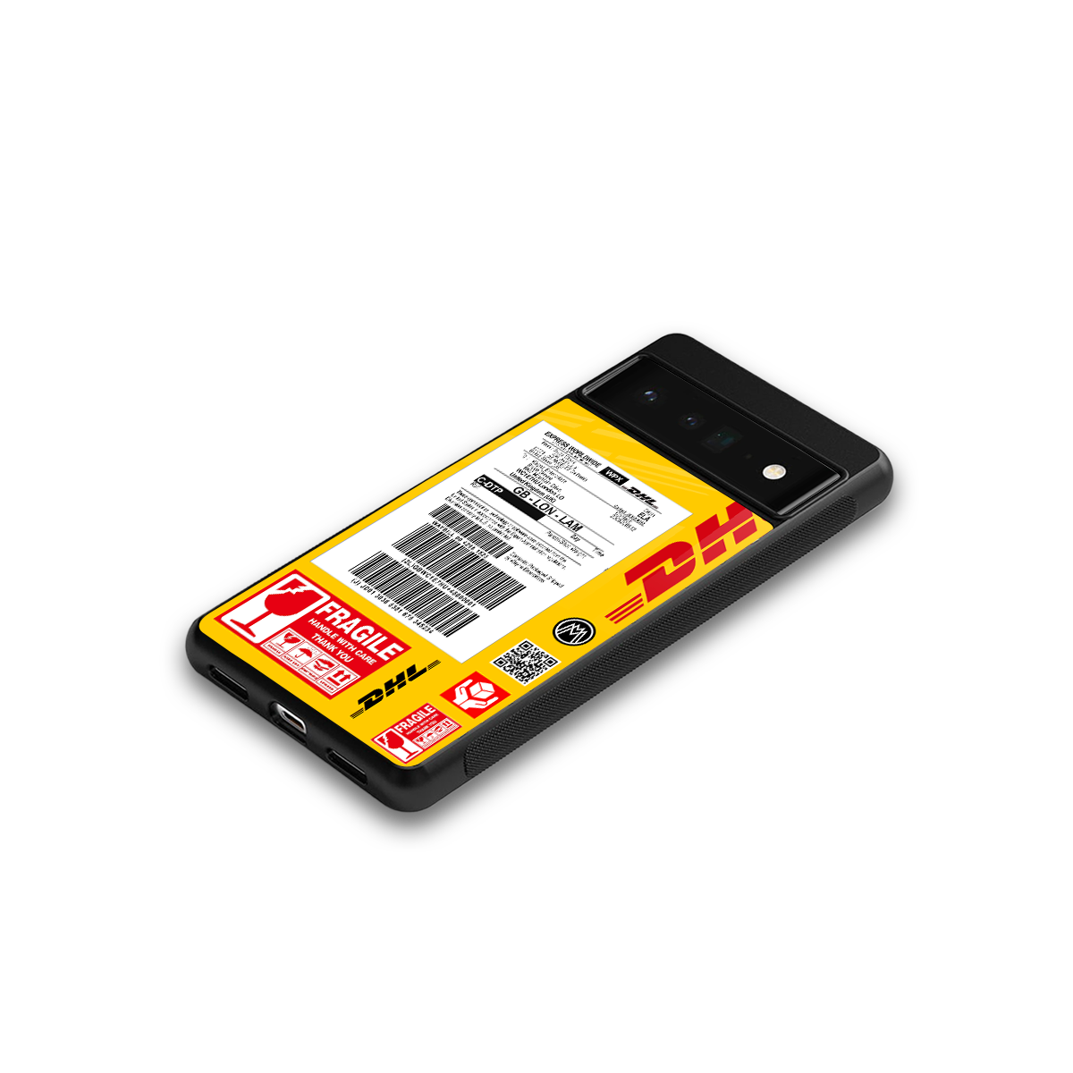 dhl yellow delivery label back phone cover | glass case for google pixel 6 pro