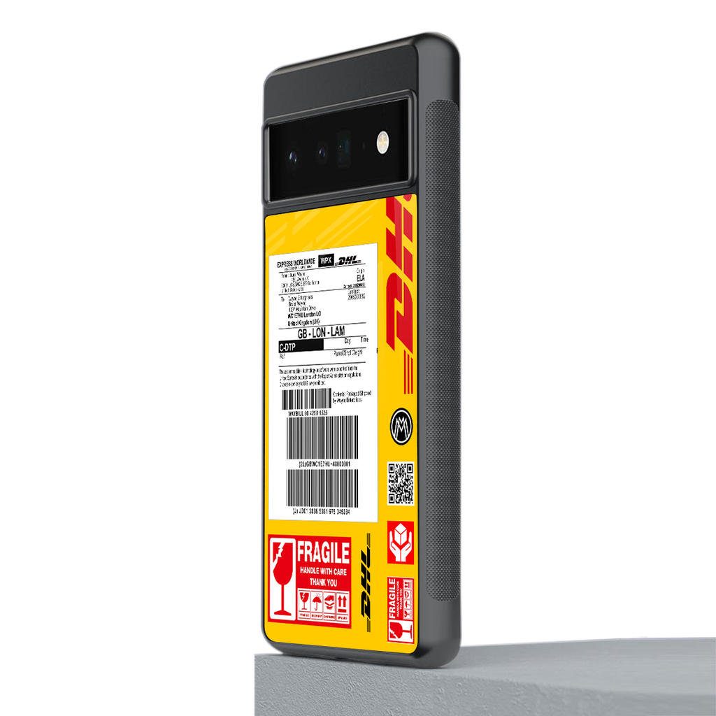 dhl yellow delivery label back phone cover | glass case for google pixel 6 pro