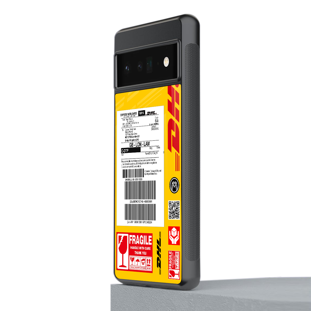 dhl yellow delivery label back phone cover | glass case for google pixel 6 pro
