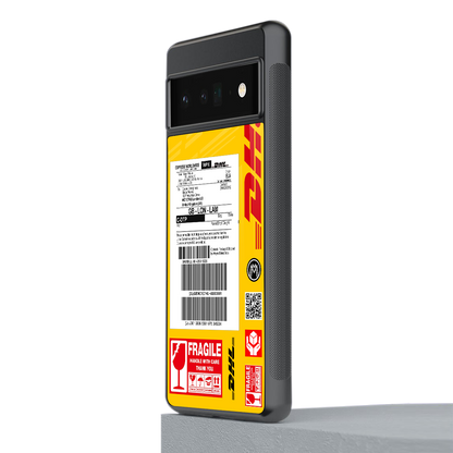 dhl yellow delivery label back phone cover | glass case for google pixel 6 pro