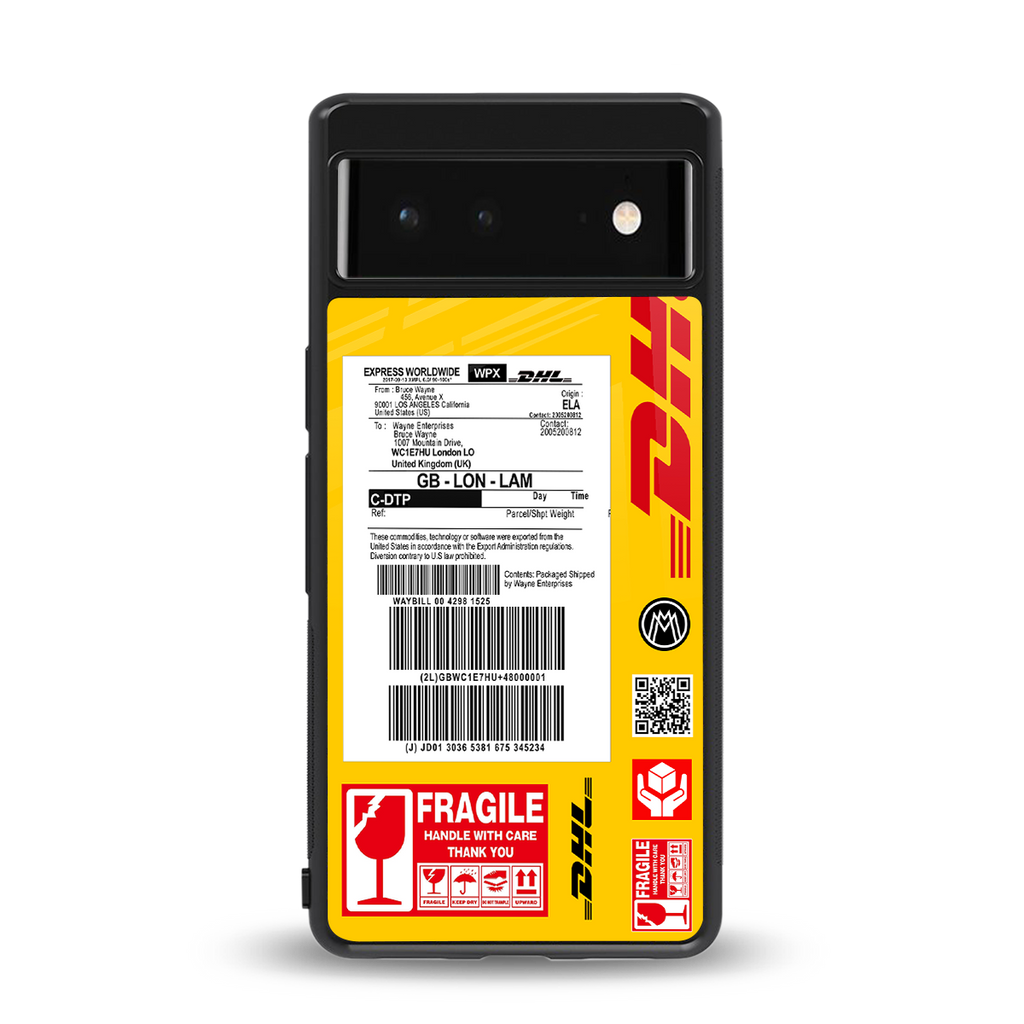 dhl yellow delivery label back phone cover | glass case for google pixel 6