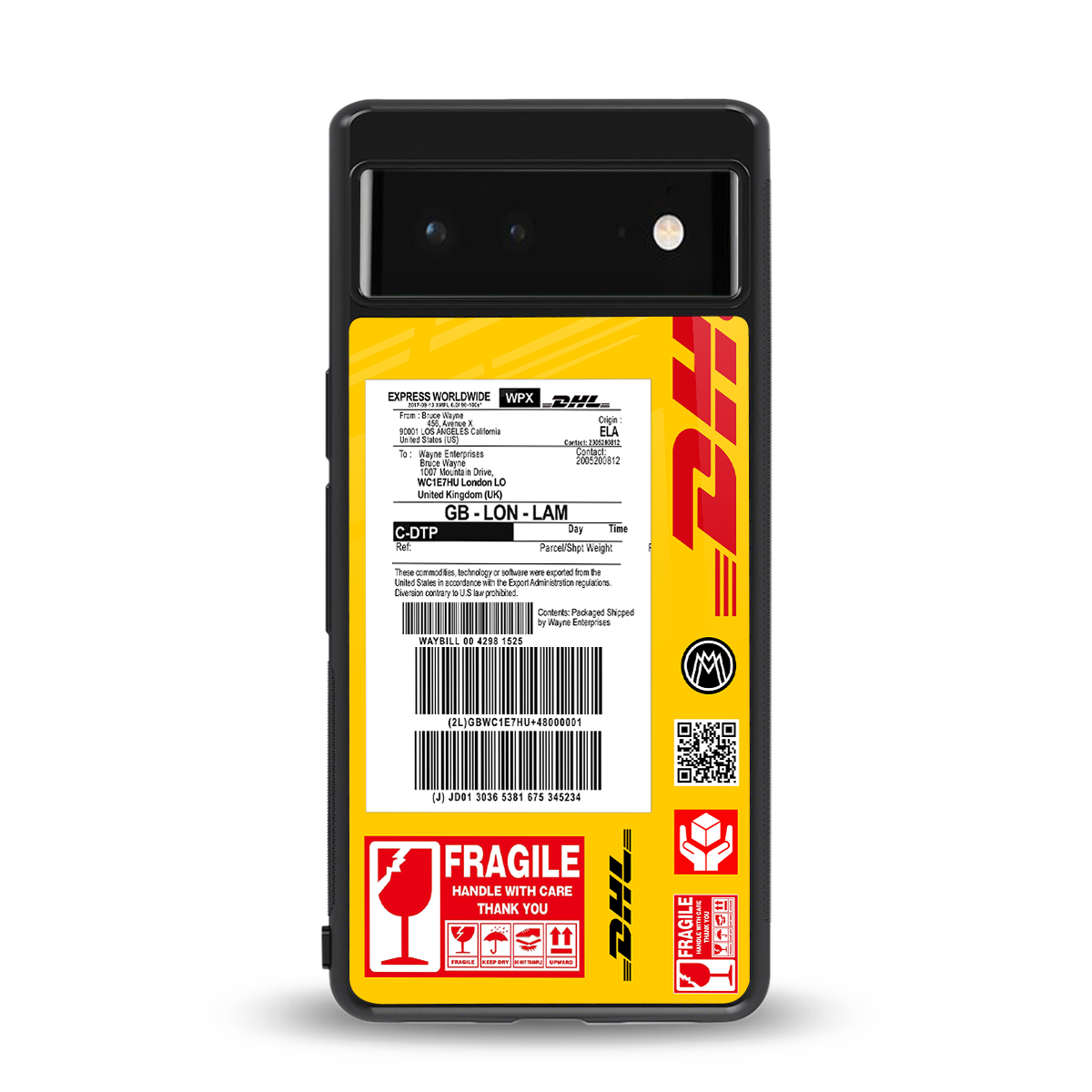 dhl yellow delivery label back phone cover | glass case for Google Pixel 6A