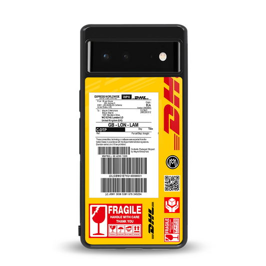 dhl yellow delivery label back phone cover | glass case for Google Pixel 6A