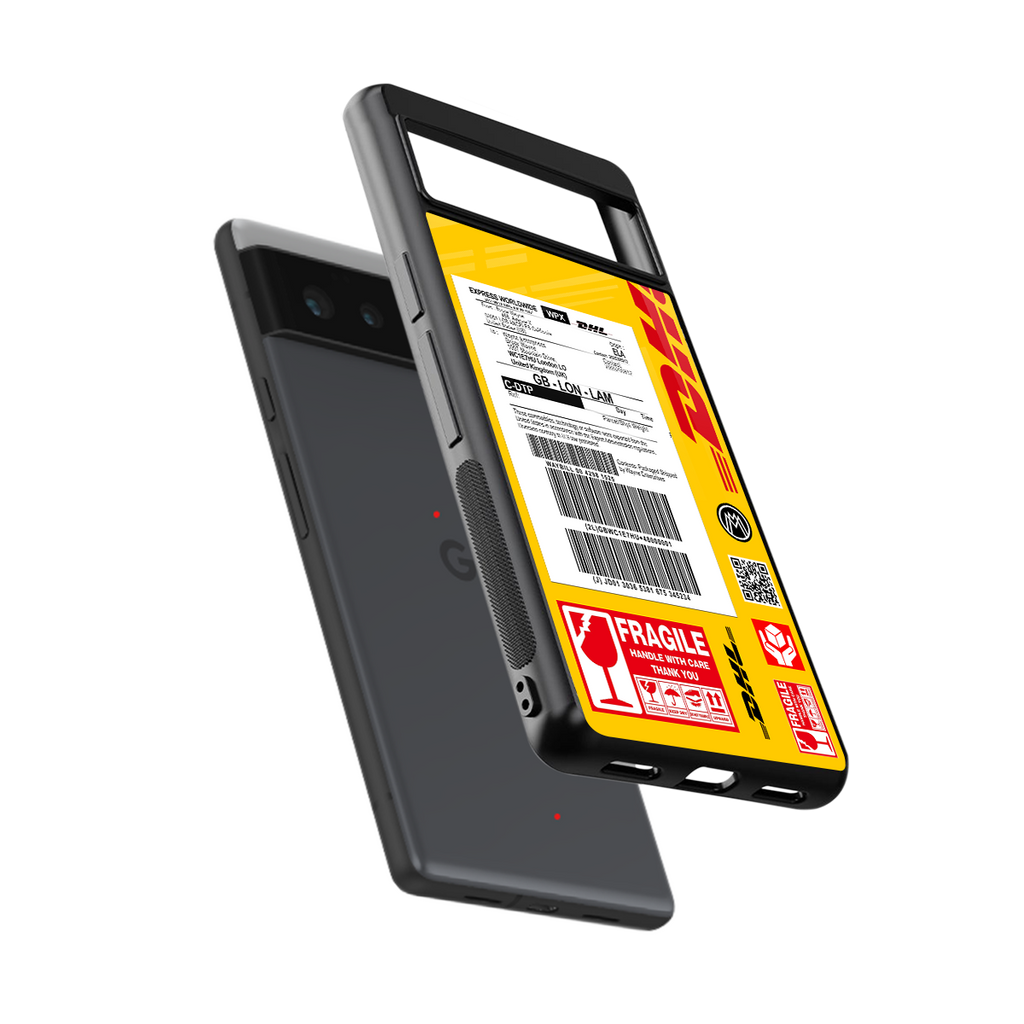 dhl yellow delivery label back phone cover | glass case for google pixel 6