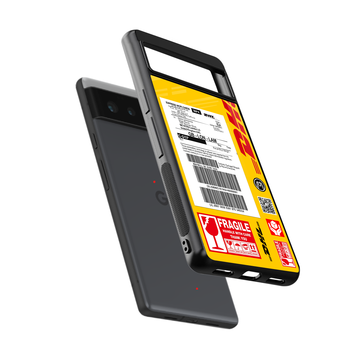 dhl yellow delivery label back phone cover | glass case for Google Pixel 6A