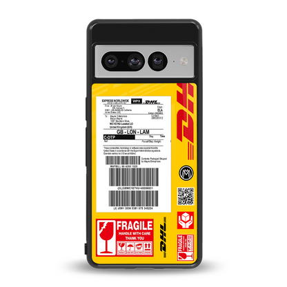 dhl yellow delivery label back phone cover | glass case for google pixel 7 pro
