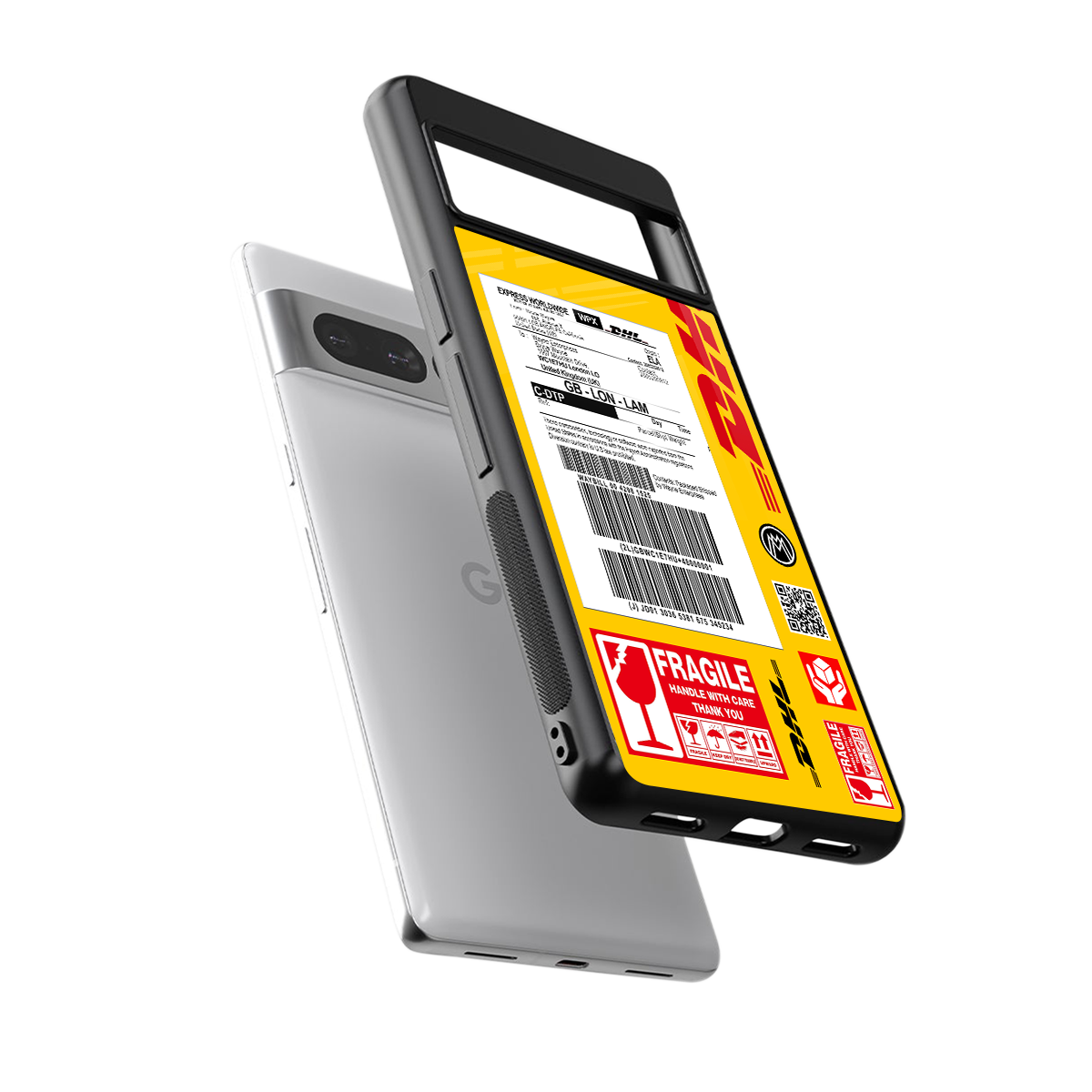 dhl yellow delivery label back phone cover | glass case for google pixel 7 pro