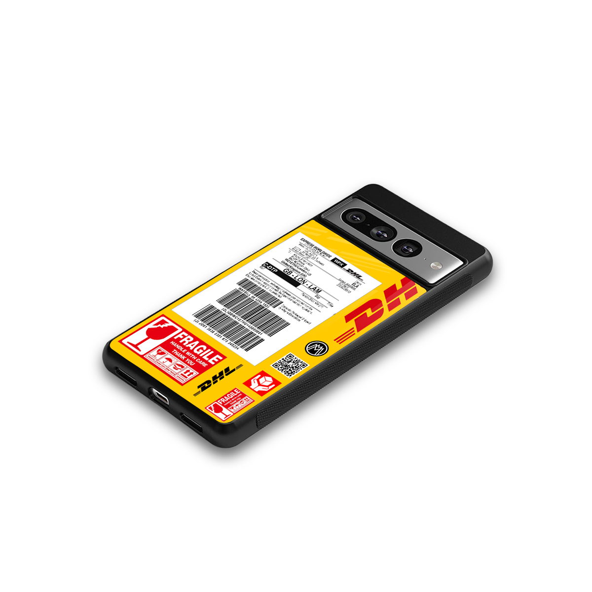dhl yellow delivery label back phone cover | glass case for google pixel 7 pro