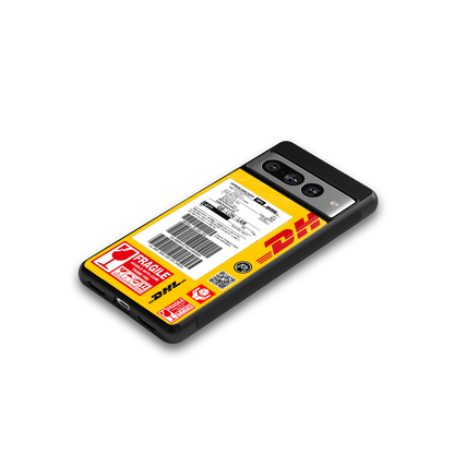 dhl yellow delivery label back phone cover | glass case for google pixel 7 pro