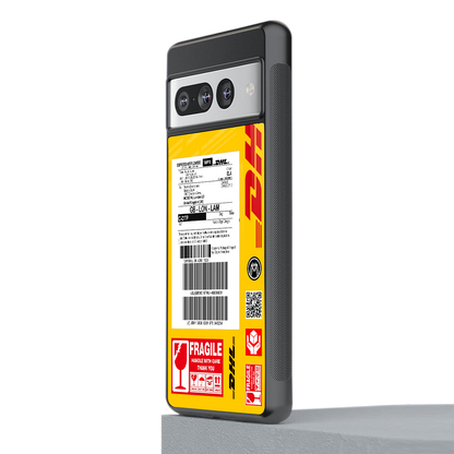 dhl yellow delivery label back phone cover | glass case for google pixel 7 pro