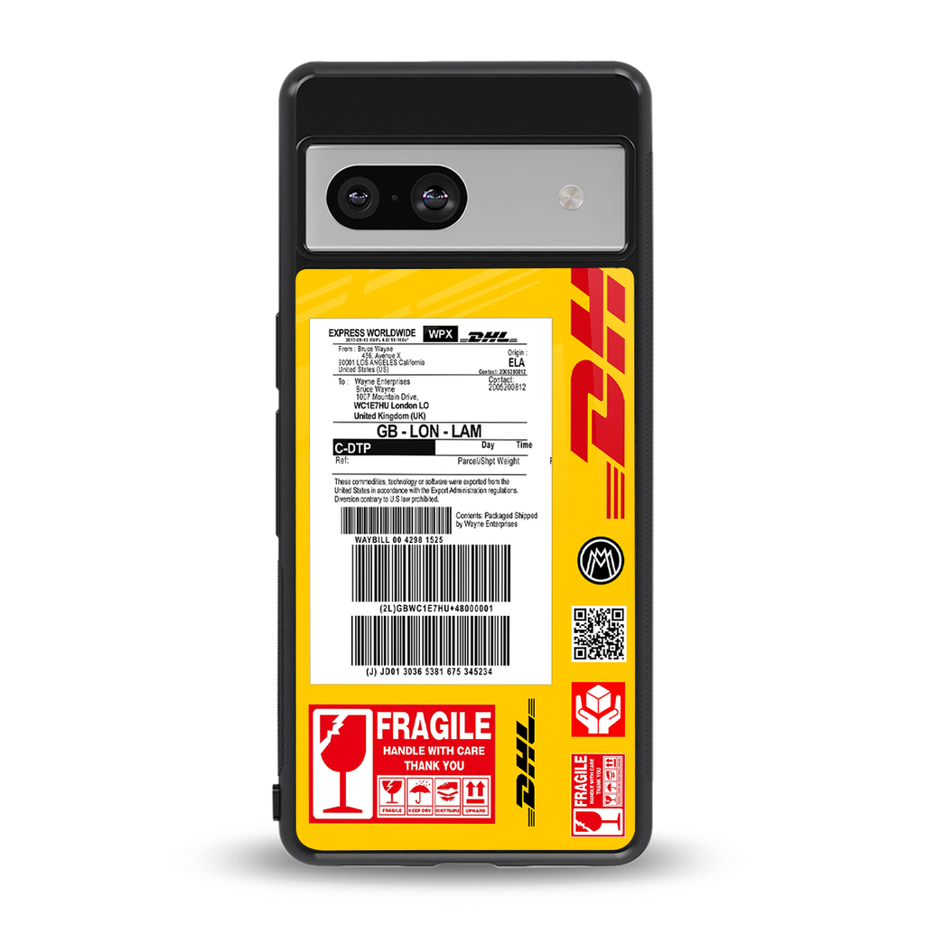 dhl yellow delivery label back phone cover | glass case for Google Pixel 7A