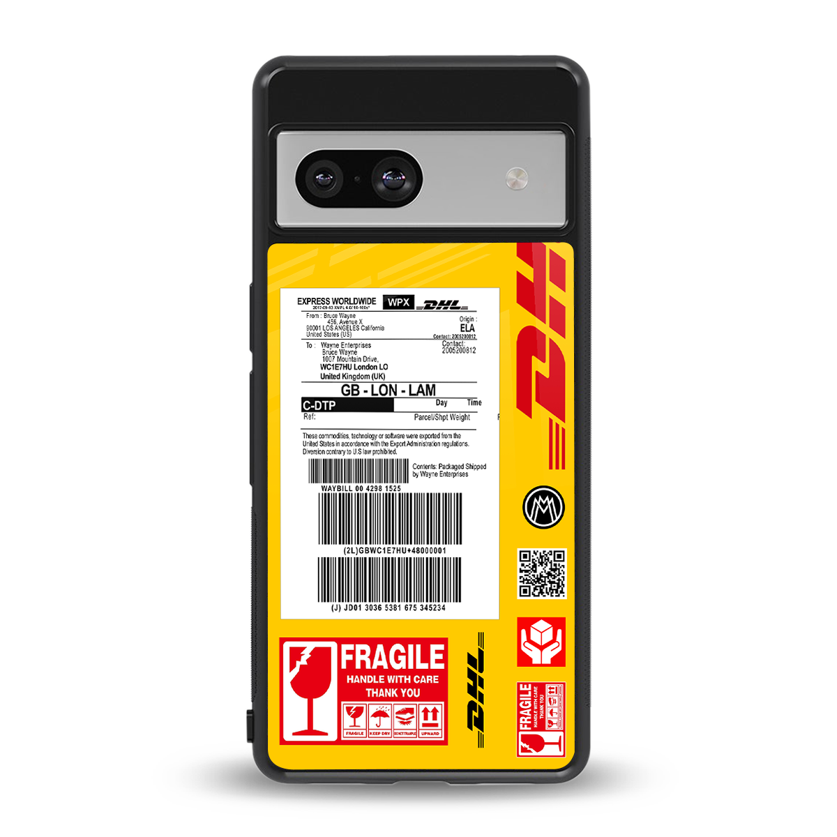 dhl yellow delivery label back phone cover | glass case for Google Pixel 7A