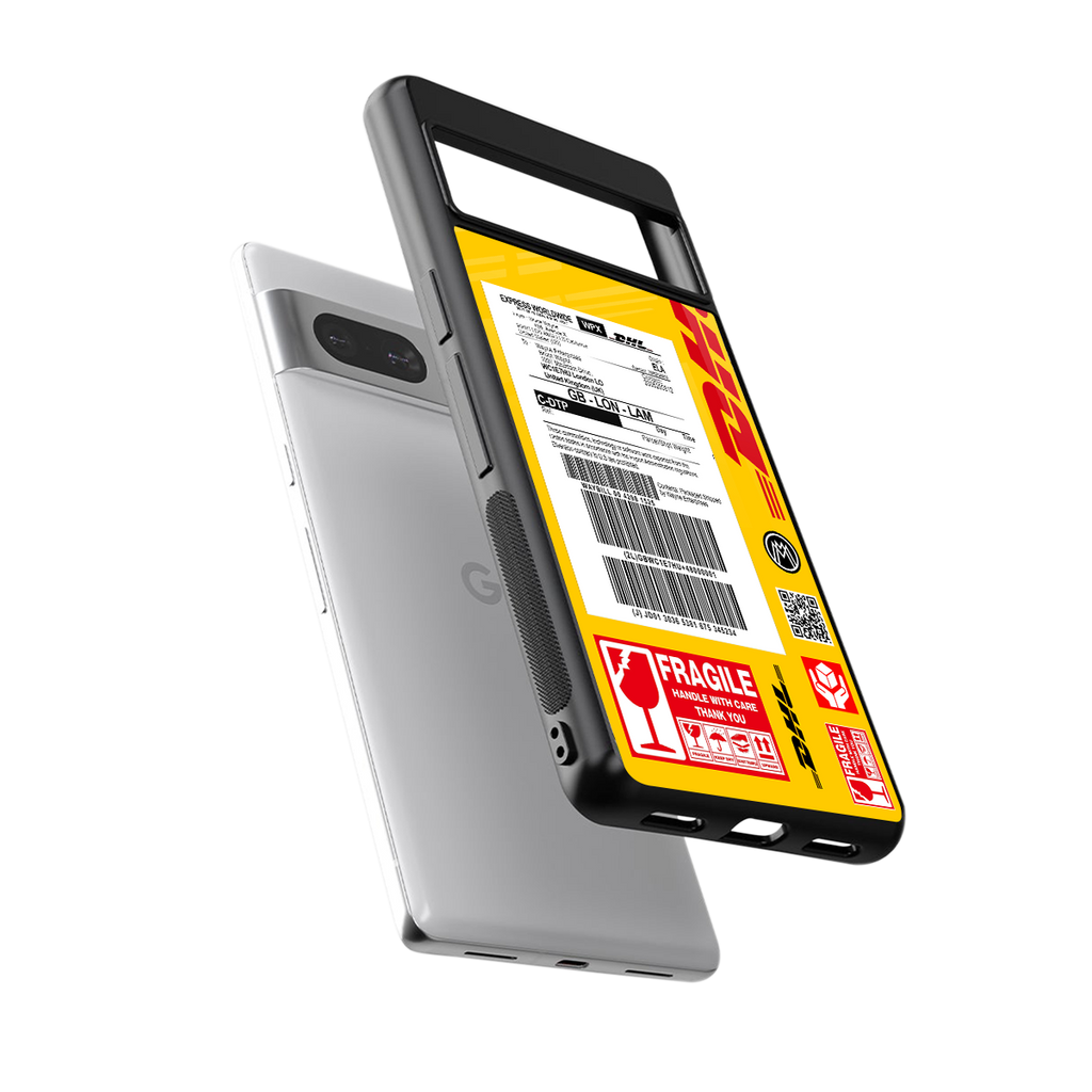 dhl yellow delivery label back phone cover | glass case for Google Pixel 7