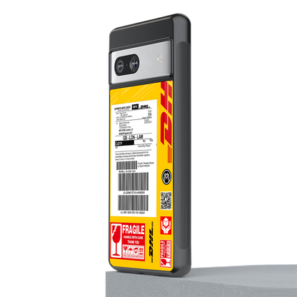 dhl yellow delivery label back phone cover | glass case for Google Pixel 7