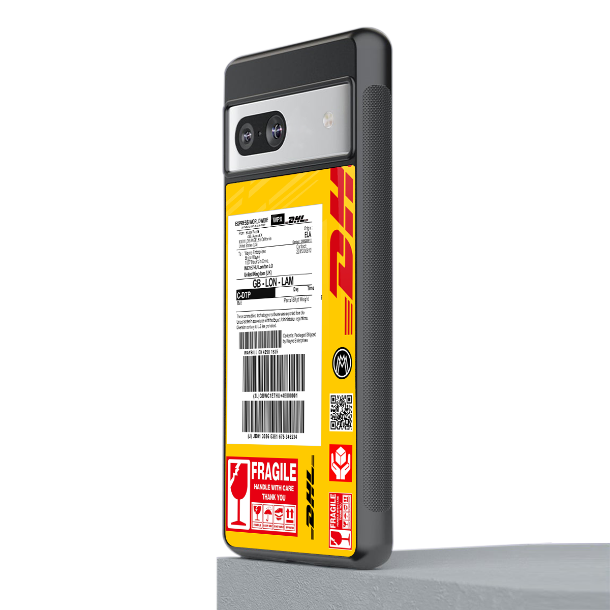 dhl yellow delivery label back phone cover | glass case for Google Pixel 7A