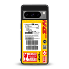 dhl yellow delivery label back phone cover | glass case for google pixel 8 pro