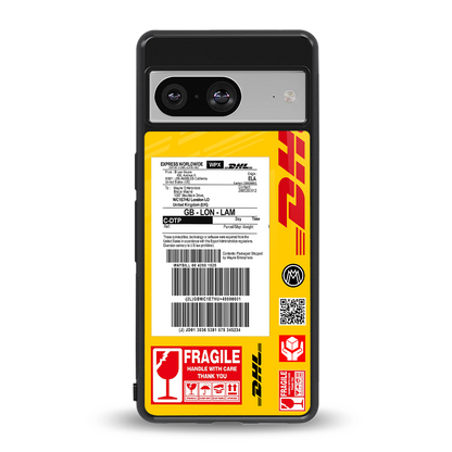 dhl yellow delivery label back phone cover | glass case for Google Pixel 8