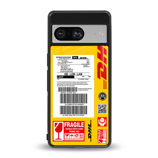 dhl yellow delivery label back phone cover | glass case for Google Pixel 8