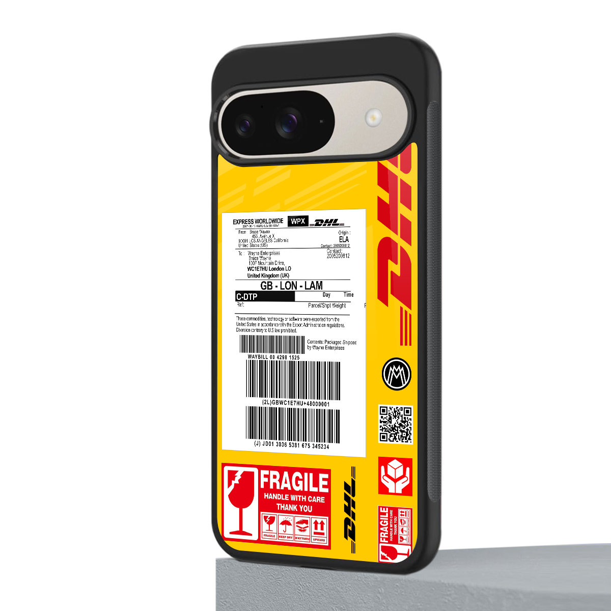 dhl yellow delivery label back phone cover | glass case for google pixel 9