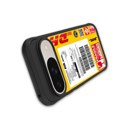 dhl yellow delivery label back phone cover | glass case for google pixel 9