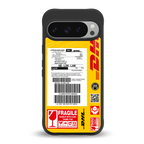 dhl yellow delivery label back phone cover | glass case for google pixel 9 pro