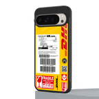 dhl yellow delivery label back phone cover | glass case for google pixel 9 pro xl
