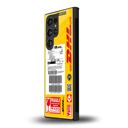 dhl yellow delivery label back phone cover | glass case for samsung galaxy s23 ultra