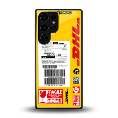 dhl yellow delivery label back phone cover | glass case for samsung galaxy s25 ultra