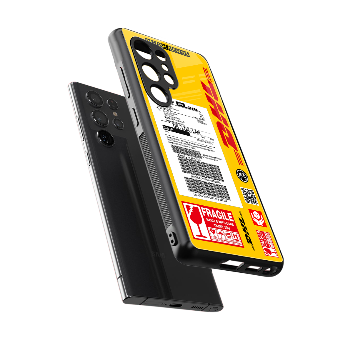 dhl yellow delivery label back phone cover | glass case for samsung galaxy s25 ultra