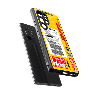 dhl yellow delivery label back phone cover | glass case for samsung galaxy s25 ultra