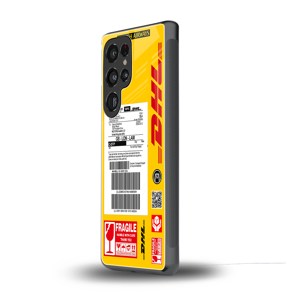 dhl yellow delivery label back phone cover | glass case for samsung galaxy s25 ultra