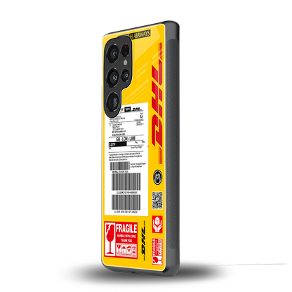 dhl yellow delivery label back phone cover | glass case for samsung galaxy s25 ultra
