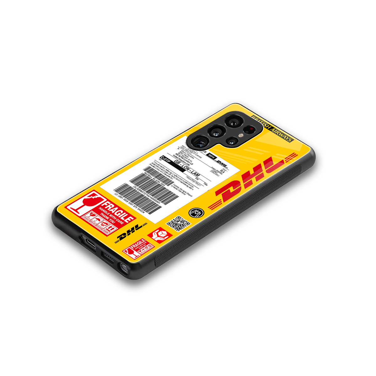 dhl yellow delivery label back phone cover | glass case for samsung galaxy s25 ultra