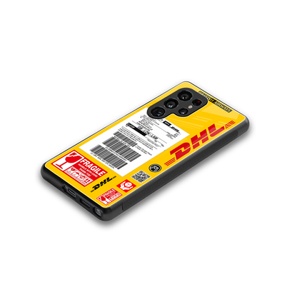 dhl yellow delivery label back phone cover | glass case for samsung galaxy s25 ultra