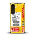dhl yellow delivery label back phone cover | glass case for samsung galaxy s23