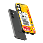 dhl yellow delivery label back phone cover | glass case for samsung galaxy s23