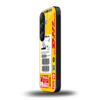 dhl yellow delivery label back phone cover | glass case for samsung galaxy s23