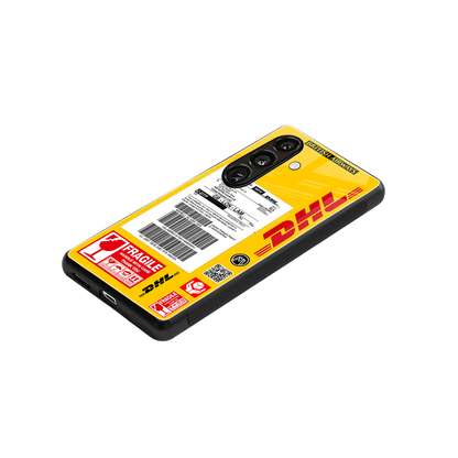 dhl yellow delivery label back phone cover | glass case for samsung galaxy s24 plus