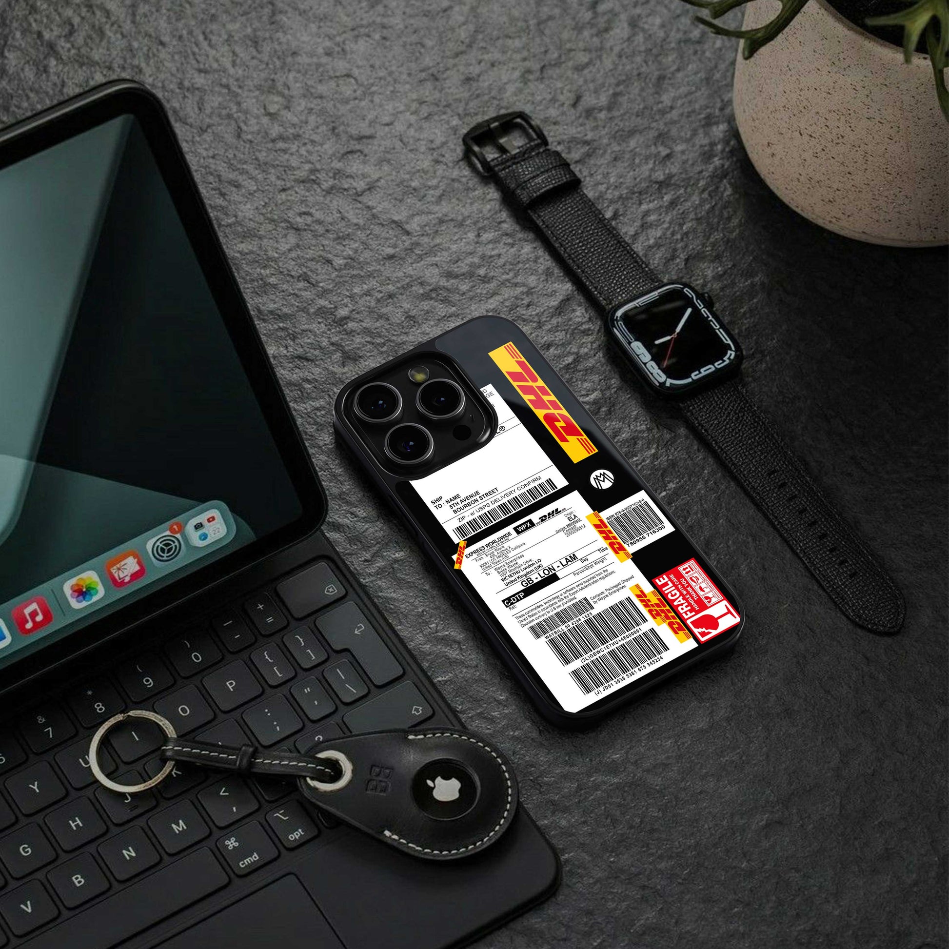 dhl delivery label back phone cover | glass case for iphone 14 pro max