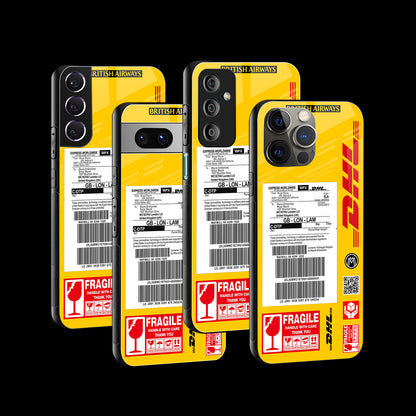 DHL Yellow Delivery Label Phone Cover | Glass Case