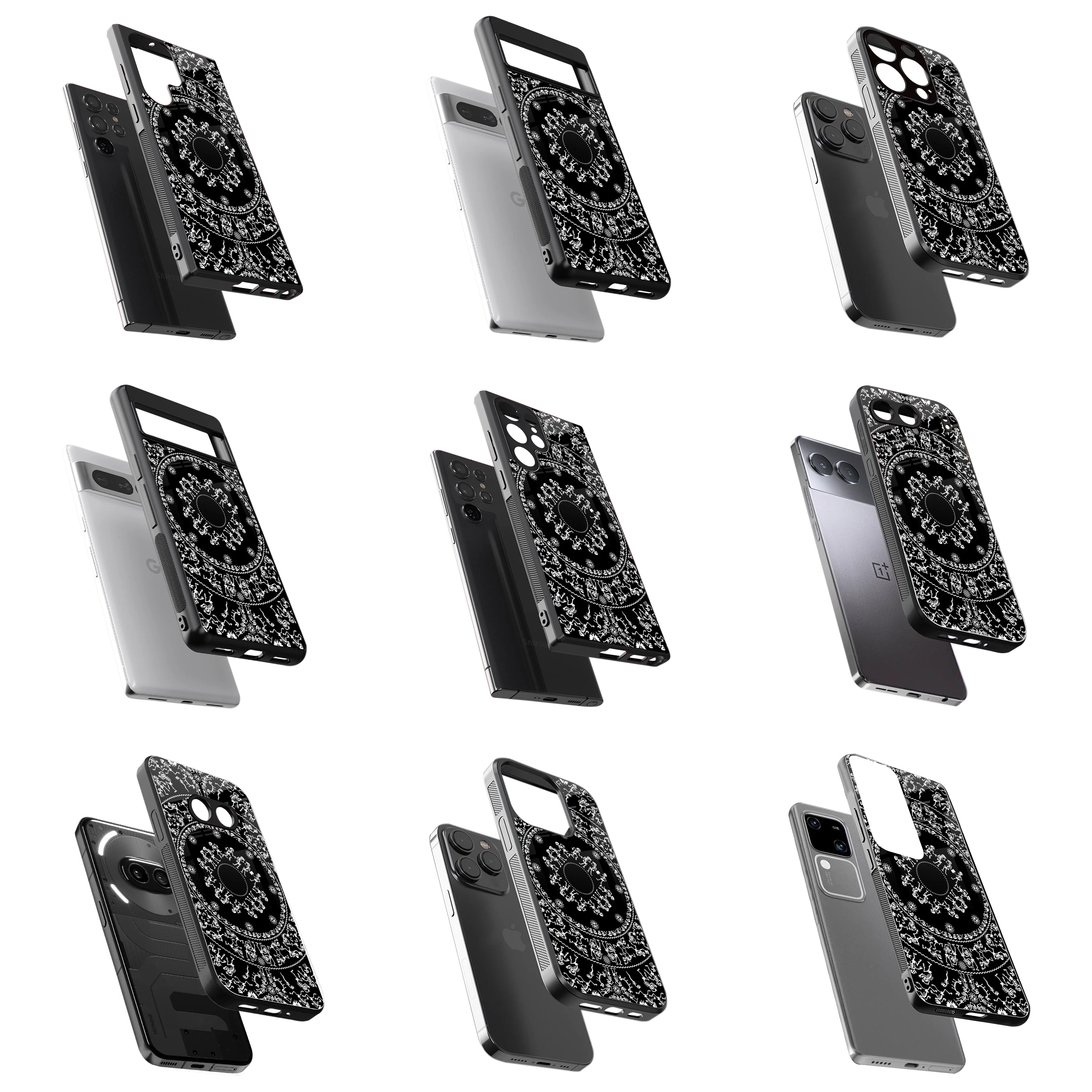 Durable Glass Back Mobile Case for iPhone, Samsung, OnePlus, Google Pixel, Redmi, Vivo, Oppo